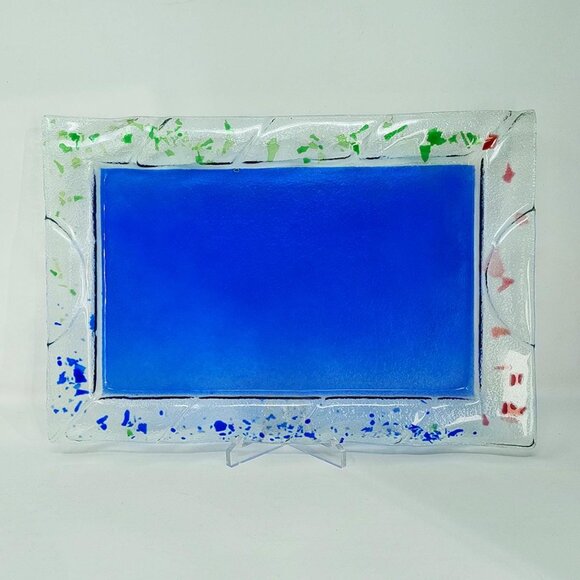 1970s Astonishing Blue Tray By Albatros in Murano Glass. Made in Italy - Picture 6 of 8